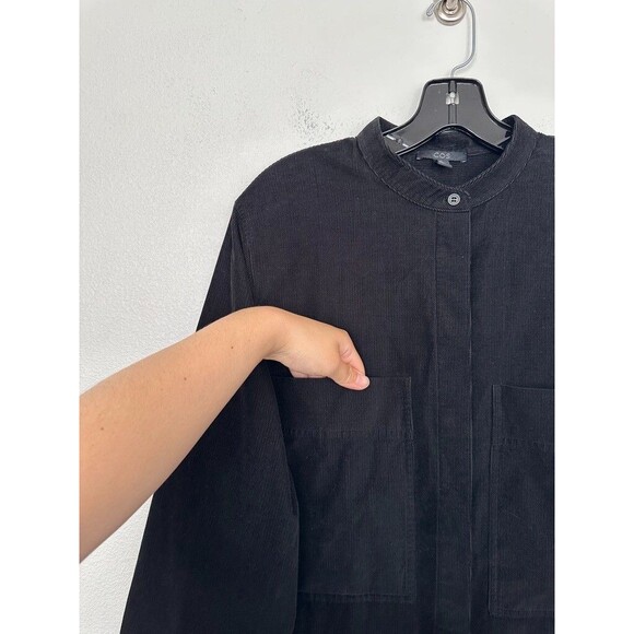 COS Corduroy Relaxed Button Front Tunic Long Sleeve Black Oversized Women's 12 - Picture 3 of 11